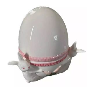 Fitz and Floyd Candy Jar Lidded Container Bunnies with Easter Egg Japan